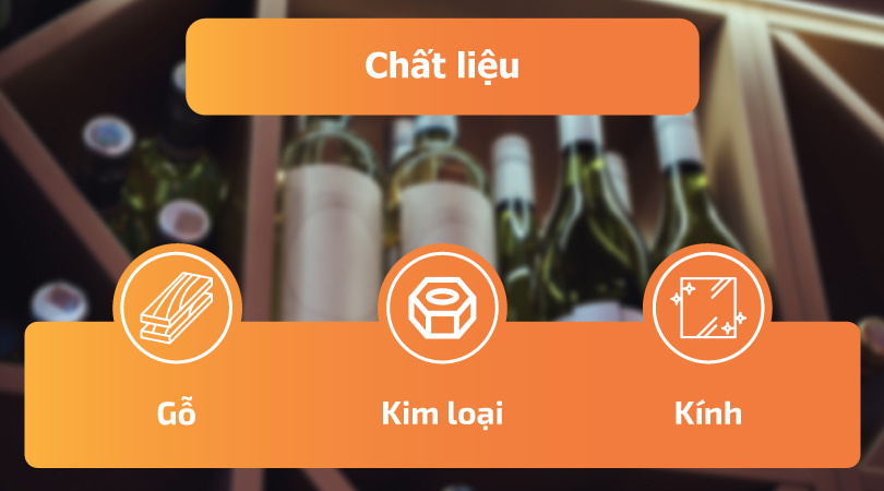 tủ rượu âm Theo chất liệu Gỗ, Kim loại,...